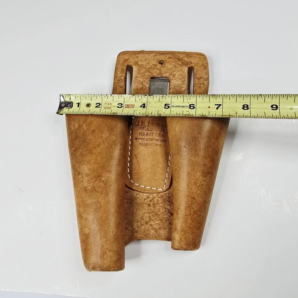 AM Leonard Leather Pruner Holster Tool Pouch Belt Clip Made In USA 2-Pocket